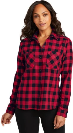Port Authority Ladies Plaid Flannel Shirt -Thread Logic Store LW669 red blackbuffalocheck model front