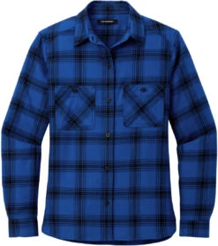 Port Authority Ladies Plaid Flannel Shirt -Thread Logic Store LW669 royal blackopenplaid flat front