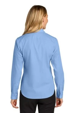 Port Authority Ladies Long Sleeve Nailhead Easy Care Shirt -Thread Logic Store LW816 swissblue model back 9d49a59c 20ce 49e0 97d9 d24b37077bb2