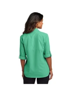 Port Authority Ladies Long Sleeve UV Daybreak Shirt 25 Port Authority Ladies Long Sleeve UV Daybreak Shirt -Thread Logic Store LW960 BRIGHTSEAFOAM Model Back
