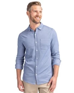 Cutter & Buck Advantage Tri-Blend Pique Long Sleeve Knitted Button Down 12 Cutter & Buck Advantage Tri-Blend Pique Long Sleeve Knitted Button Down -Thread Logic Store MCK00157 IND PRO HG