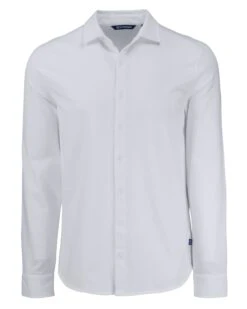 Cutter & Buck Advantage Tri-Blend Eco Soft Pique Long Sleeve Knitted Button Down -Thread Logic Store MCK01332 WH MANN HG