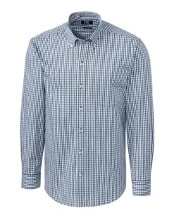 Cutter & Buck Easy Care Stretch Gingham Long Sleeve Dress Shirt -Thread Logic Store MCW00143 LYN MANN HG