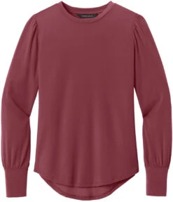 Mercer+Mettle Ladies Stretch Jersey Long Sleeve Blouson Top -Thread Logic Store MM1019 rosewood flat front 754888b3 2b80 4f0f 904f 7f2d9f4790d8