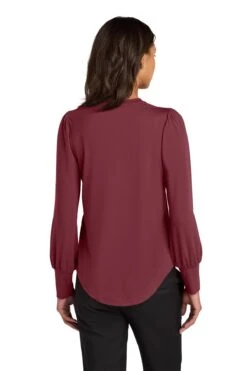 Mercer+Mettle Ladies Stretch Jersey Long Sleeve Blouson Top -Thread Logic Store MM1019 rosewood model back 21c37f29 d978 4d57 aa1b 28176a3f0e6b