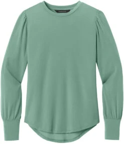 Mercer+Mettle Ladies Stretch Jersey Long Sleeve Blouson Top -Thread Logic Store MM1019 sage flat front d0b3d768 417e 4377 8d58 e6d23da93076
