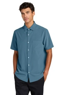 Mercer+Mettle Short Sleeve UV Capital Tech Shirt -Thread Logic Store MM2006 harborblue model front