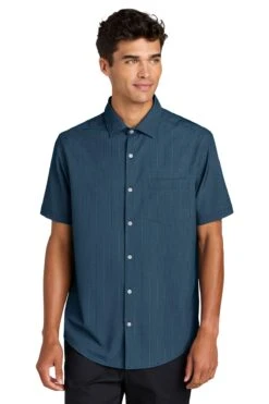 Mercer+Mettle Short Sleeve UV Capital Tech Shirt -Thread Logic Store MM2006 nightnavydashprint model front