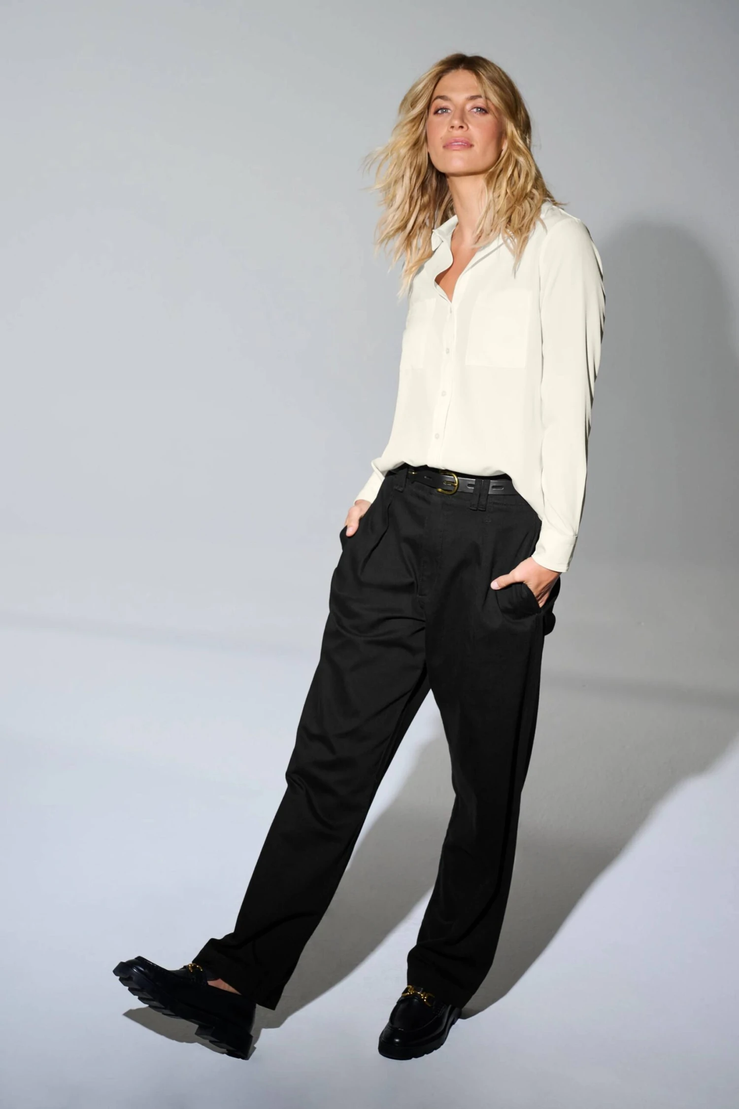 Mercer+Mettle Ladies Stretch Crepe Long Sleeve Camp Blouse 2 Mercer+Mettle Ladies Stretch Crepe Long Sleeve Camp Blouse - Image 2