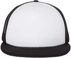 Mega Cap Foam Front Flat Bill Trucker Cap -Thread Logic Store Mega Cap Foam Front Flat Bill Trucker Cap WhiteBlack OSFA 4