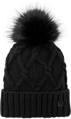 New Era Faux Fur Pom Beanie 6 New Era Faux Fur Pom Beanie -Thread Logic Store NE911 black flat front