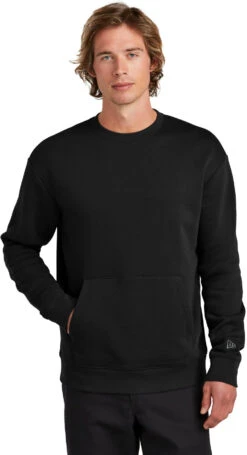 New Era Heritage Fleece Pocket Crew -Thread Logic Store NEA527 black model front