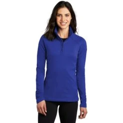CLOSEOUT - The North Face Ladies Mountain Peaks 1/4-Zip Fleece -Thread Logic Store NF0A47FC tnfblue model front 082019