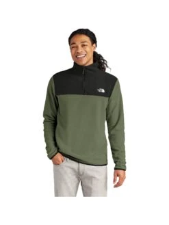 OUTLET-The North Face Glacier 1/4-Zip Fleece -Thread Logic Store NF0A7V4L NEWTAUPEGREENTNFBLACK Model Front c74e0bc9 0937 48c9 9505 1bc0c0582713