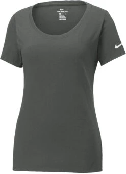 NIKE Ladies Dri-FIT Cotton/Poly Scoop Neck Tee -Thread Logic Store NIKE Ladies Dri FIT CottonPoly Scoop Neck Tee Anthracite S 1