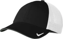 Nike Stretch-to-Fit Mesh Back Cap -Thread Logic Store NKFB6448 black white flat left