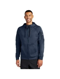 Nike Therma-FIT Pocket Full-Zip Fleece Hoodie -Thread Logic Store NKFD9859 NAVY Model Front