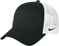 Nike Snapback Mesh Trucker Cap -Thread Logic Store NKFN9893 black white flat left