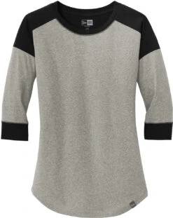 New Era Ladies Heritage 3/4-Sleeve Baseball Raglan Tee 23 New Era Ladies Heritage 3/4-Sleeve Baseball Raglan Tee -Thread Logic Store New Era Ladies Heritage 34 Sleeve Baseball Raglan Tee BlackRainstorm Grey Heather XS 5