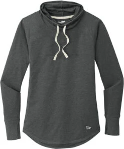 OUTLET-New Era Ladies Sueded Cotton Blend Cowl Tee -Thread Logic Store New Era Ladies Sueded Cotton Blend Cowl Tee Black Heather S 5