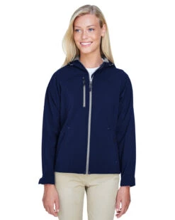 North End Ladies Prospect Two-Layer Fleece Bonded Soft Shell Hooded Jacket -Thread Logic Store North End Ladies Prospect Two Layer Fleece Bonded Soft Shell Hooded Jacket Classic Navy S 4