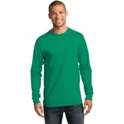 CLOSEOUT - Port & Company Tall Long Sleeve Essential Tee -Thread Logic Store PC61LST kelly model front 072014