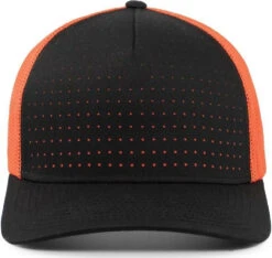 Pacific Headwear Perforated 5-Panel Trucker Snapback Cap -Thread Logic Store Pacific Headwear Perforated 5 Panel Trucker Snapback Cap BlackOrangeBlack OSFA 10