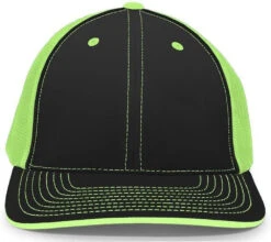Pacific Headwear Trucker Flexfit Cap -Thread Logic Store Pacific Headwear Trucker Flexfit Cap BlackNeon GreenBlack LXL 7