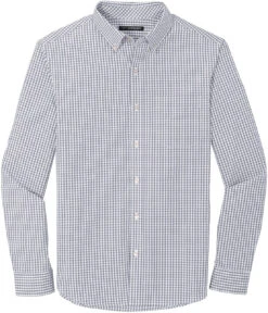 Port Authority Broadcloth Gingham Easy Care Shirt -Thread Logic Store Port Authority Broadcloth Gingham Easy Care Shirt Gusty GreyWhite XS 5