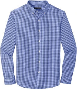 Port Authority Broadcloth Gingham Easy Care Shirt -Thread Logic Store Port Authority Broadcloth Gingham Easy Care Shirt True RoyalWhite XS 13