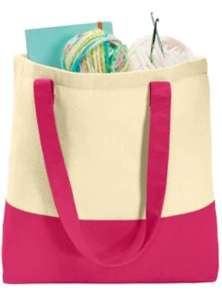 Port Authority Colorblock Cotton Tote -Thread Logic Store Port Authority Colorblock Cotton Tote NaturalPink Azalea 7