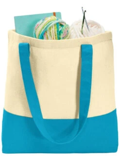 Port Authority Colorblock Cotton Tote -Thread Logic Store Port Authority Colorblock Cotton Tote NaturalTurquoise 10