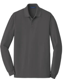 Port Authority EZCotton Long Sleeve Polo -Thread Logic Store Port Authority EZCotton Long Sleeve Polo Sterling Grey S 13