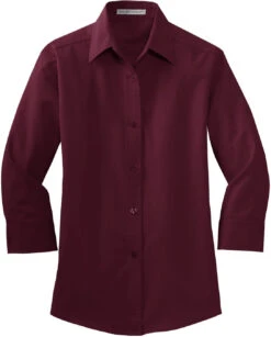 Port Authority Ladies 3/4-Sleeve Easy Care -Thread Logic Store Port Authority Ladies 34 Sleeve Easy Care Burgundy XS 5