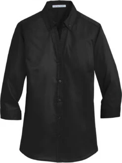 Port Authority Ladies 3/4 Sleeve SuperPro Twill Shirt 25 Port Authority Ladies 3/4 Sleeve SuperPro Twill Shirt -Thread Logic Store Port Authority Ladies 34 Sleeve SuperPro Twill Shirt Black S 5
