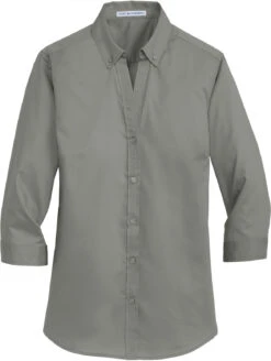 Port Authority Ladies 3/4 Sleeve SuperPro Twill Shirt 29 Port Authority Ladies 3/4 Sleeve SuperPro Twill Shirt -Thread Logic Store Port Authority Ladies 34 Sleeve SuperPro Twill Shirt Monument Grey S 9