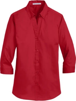 Port Authority Ladies 3/4 Sleeve SuperPro Twill Shirt 33 Port Authority Ladies 3/4 Sleeve SuperPro Twill Shirt -Thread Logic Store Port Authority Ladies 34 Sleeve SuperPro Twill Shirt Rich Red S 13