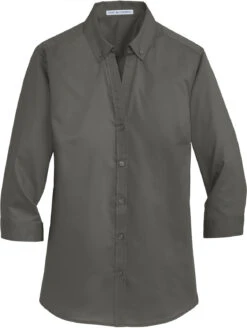 Port Authority Ladies 3/4 Sleeve SuperPro Twill Shirt 37 Port Authority Ladies 3/4 Sleeve SuperPro Twill Shirt -Thread Logic Store Port Authority Ladies 34 Sleeve SuperPro Twill Shirt Sterling Grey S 17