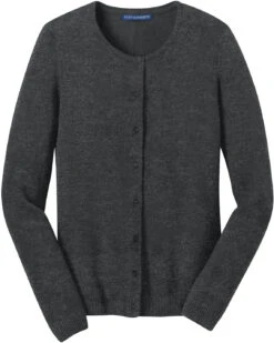 Port Authority Ladies Cardigan Sweater -Thread Logic Store Port Authority Ladies Cardigan Sweater Charcoal Heather S 5