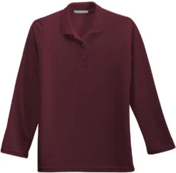 Port Authority Ladies Long Sleeve Silk Touch Polo Shirt -Thread Logic Store Port Authority Ladies Long Sleeve Silk Touch Polo Shirt Burgundy XS 5