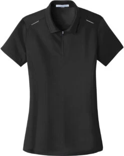 Port Authority Ladies Pinpoint Mesh Zip Polo -Thread Logic Store Port Authority Ladies Pinpoint Mesh Zip Polo Black XS 5