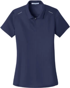 Port Authority Ladies Pinpoint Mesh Zip Polo -Thread Logic Store Port Authority Ladies Pinpoint Mesh Zip Polo True Navy XS 13
