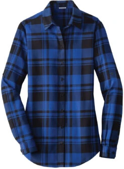 Port Authority Ladies Plaid Flannel Tunic -Thread Logic Store Port Authority Ladies Plaid Flannel Tunic RoyalBlack XS 6