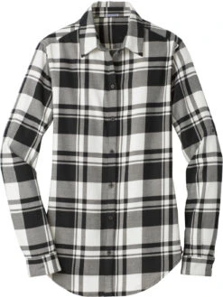 Port Authority Ladies Plaid Flannel Tunic -Thread Logic Store Port Authority Ladies Plaid Flannel Tunic Snow WhiteBlack XS 10