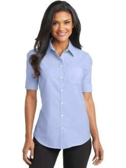 Port Authority Ladies Short Sleeve SuperPro Oxford Shirt 28 Port Authority Ladies Short Sleeve SuperPro Oxford Shirt -Thread Logic Store Port Authority Ladies Short Sleeve SuperPro Oxford Shirt 11
