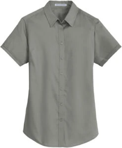 Port Authority Ladies Short Sleeve SuperPro Twill Shirt -Thread Logic Store Port Authority Ladies Short Sleeve SuperPro Twill Shirt Monument Grey S 5