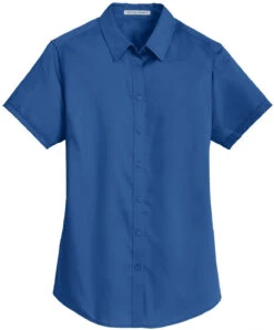 Port Authority Ladies Short Sleeve SuperPro Twill Shirt -Thread Logic Store Port Authority Ladies Short Sleeve SuperPro Twill Shirt True Blue S 13