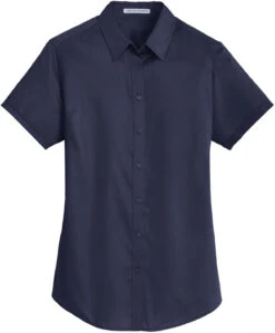 Port Authority Ladies Short Sleeve SuperPro Twill Shirt -Thread Logic Store Port Authority Ladies Short Sleeve SuperPro Twill Shirt True Navy S 17