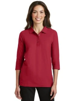 Port Authority Ladies Silk Touch 3/4 Sleeve Polo -Thread Logic Store Port Authority Ladies Silk Touch 34 Sleeve Polo 11