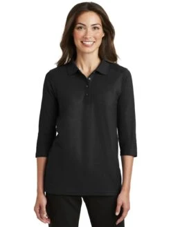 Port Authority Ladies Silk Touch 3/4 Sleeve Polo -Thread Logic Store Port Authority Ladies Silk Touch 34 Sleeve Polo 3